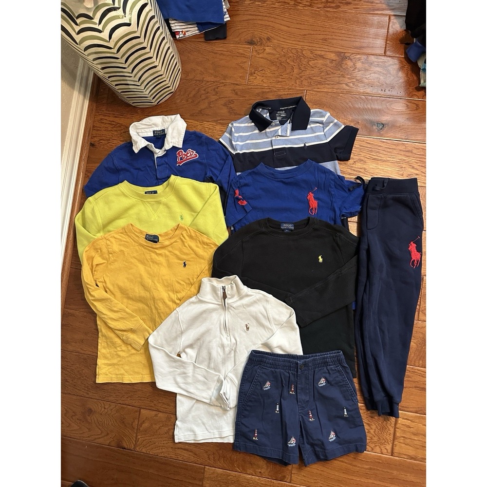 Polo Ralph Lauren Boys Size 5T 6T Lot Bundle 9 Pcs Big Pony Joggers 1/4 Zip